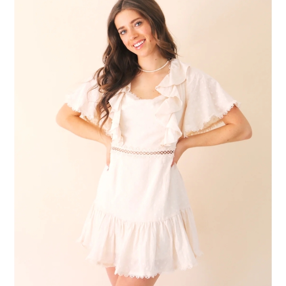 MABLE Cream Ruffle Dress